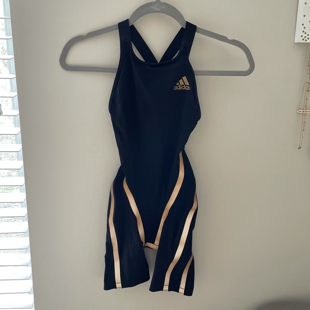 NWT Adidas Adizero Black and Rose Gold Tech Suit
